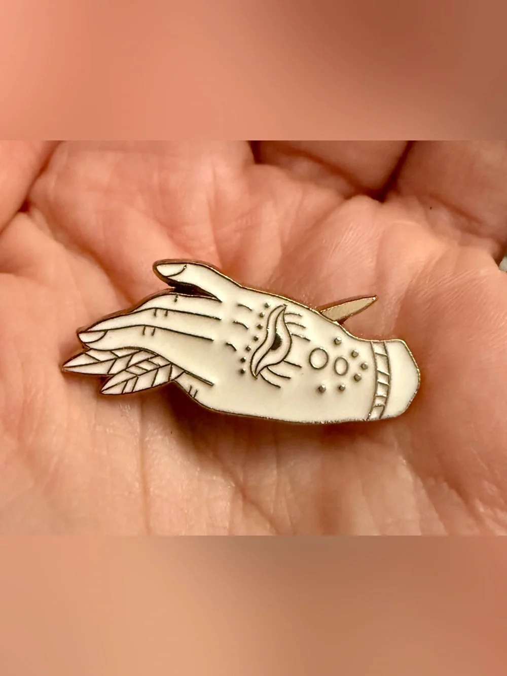 New Enamel Pin White Hand One Eye Gothic Whimsigoth Bohemian Witchy Brooch